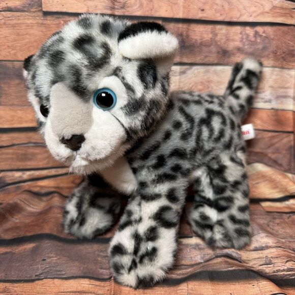 Aurora Snow Leopard Plush Stuffed Animal Toy Realistic Wild Cat Soft Cuddly Gift - Picture 1 of 10